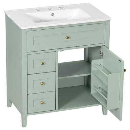 Modern Bathroom Vanity With Sink, 3 Drawers And Adjustable Shelf