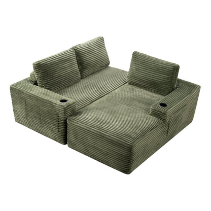 Cloud Sectional Couch, Modular Sectional Sofa With Deep Seat, Boneless Couches With L-Shape Chaise For Living Room - Green