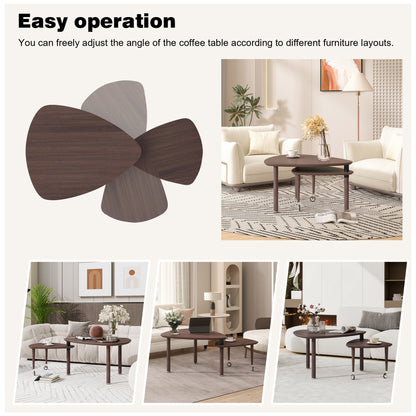 360 Degree Rotatable Coffee Table With Solid Legs