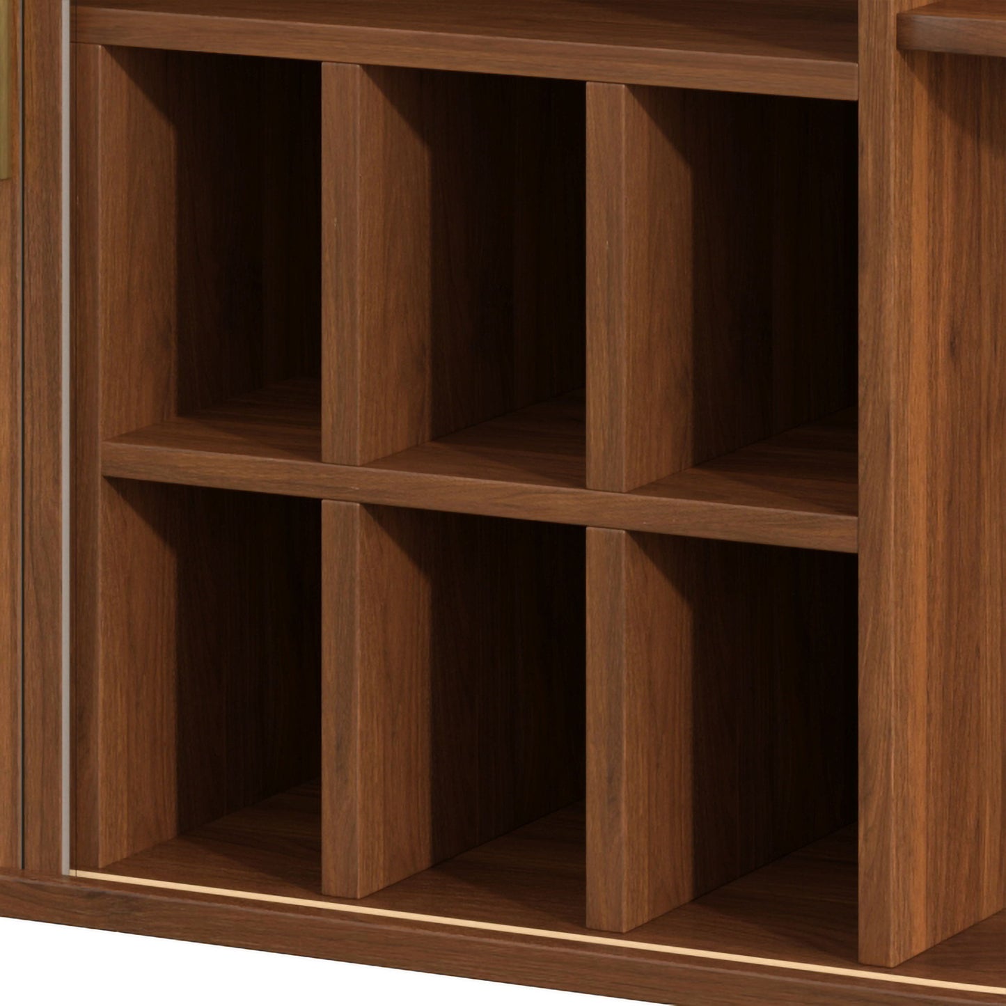 Fluted Liquor & Coffee Bar Cabinet With 6 Wine Racks And 3 Glass Holders