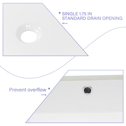 Modern Ceramic Rectangular Undermount Bathroom Sink With Overflow