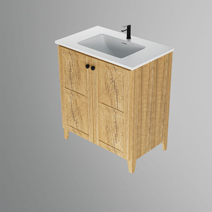 Folding Floor Cabinet With Ceramic Sink, Space Saving