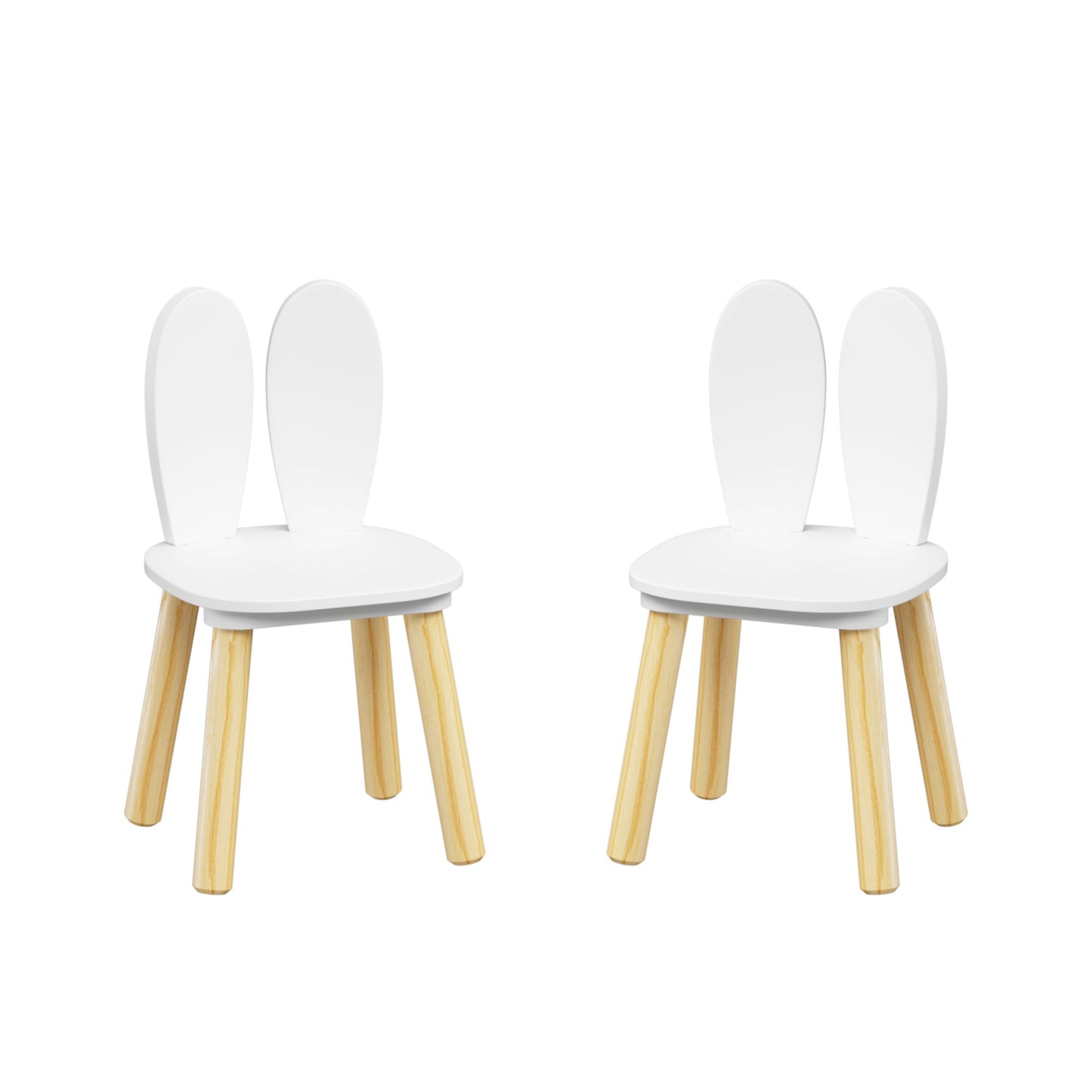 Rabbit Themed Table And 2 Chairs Set - White
