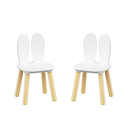 Rabbit Themed Table And 2 Chairs Set - White