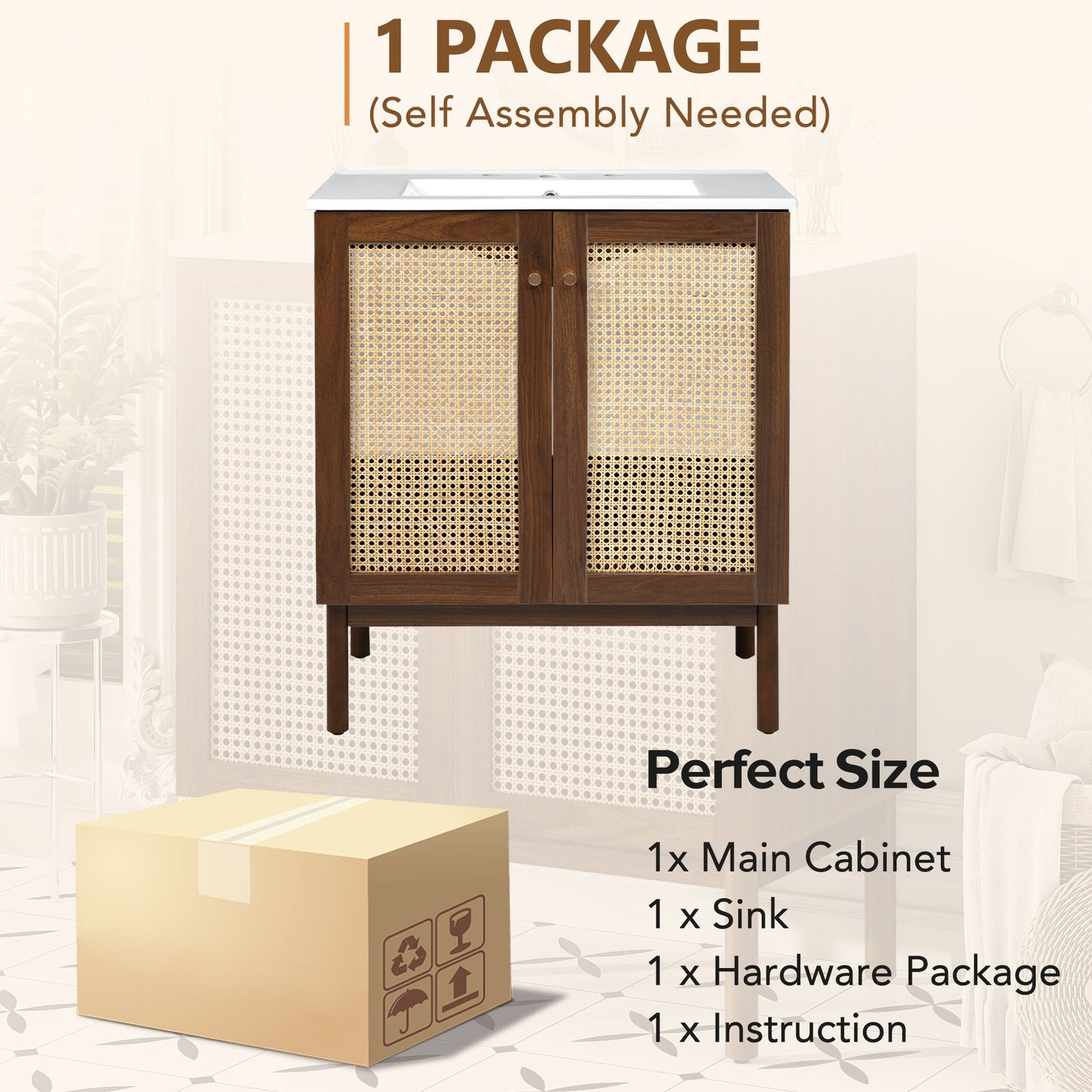 Bathroom Vanity Cabinet With Doors, Soft Close Design