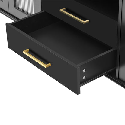 TV Stand For TVs Up To 75", Entertainment Center Media Console For Living Room - Black