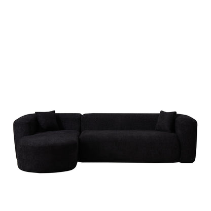 L - Shape Boneless Cloud Couch With 2 Throw Pillows For Living Room