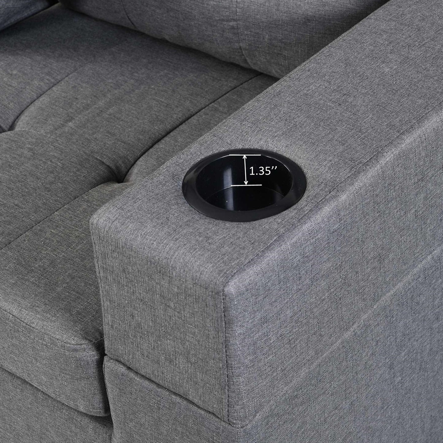 Modern Sectional Sofa Set With L Shape Chaise Lounge, Cup Holder, 4 Seat - Gray