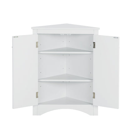 Triangle Bathroom Storage Cabinet With Adjustable Shelves, Freestanding Floor Cabinet For Home Kitchen