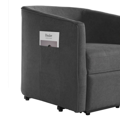 Power Lift Recliner Barrel Shape Reclining Chair With Footrest And Side Pocket