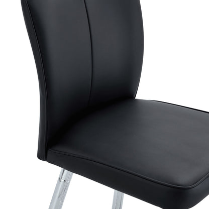 Modern Bar Chair Set Streamlined Backrest Metal Legs 2 Pieces - Black / Silver