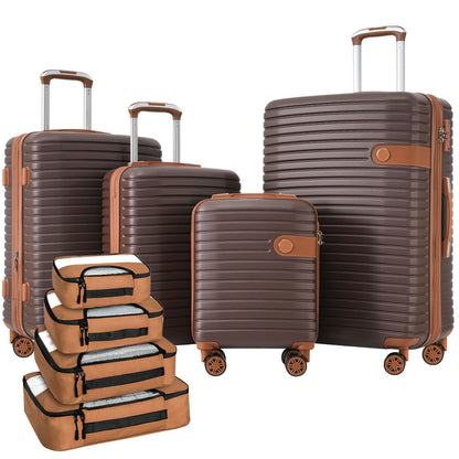 4 Piece Luggage Suitcase Set, Hard Shell Lightweight Expandable Travel Luggage With 4 Packing Cubes