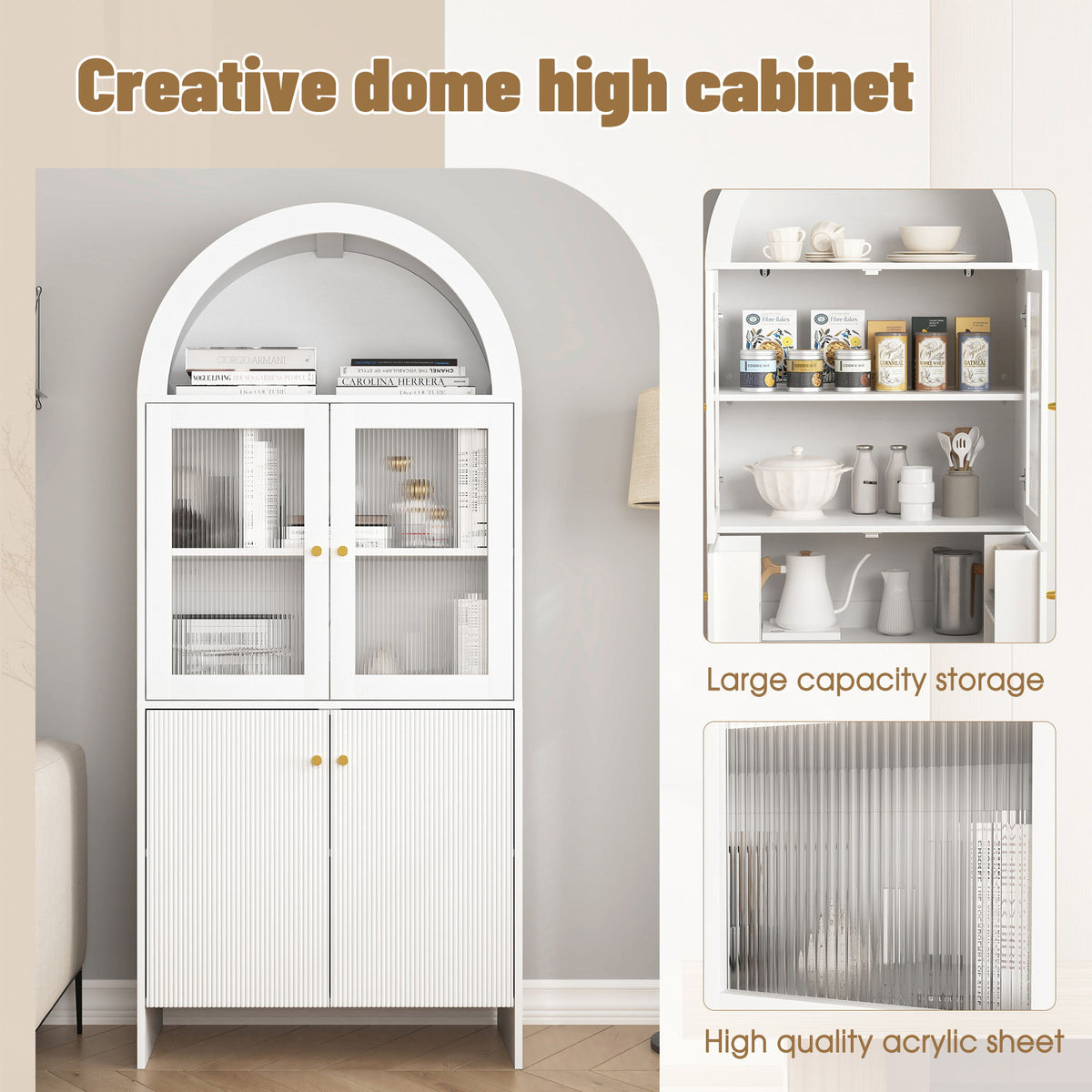 Modern Tech Inspired Dome Cabinet With LED Lighting