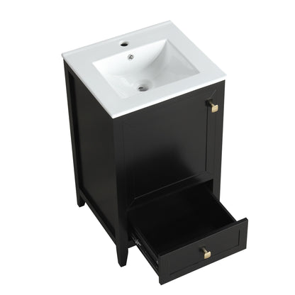 Bathroom Vanity With Sink, Soft Closing Cabinet Door, Storage Rack And Drawer