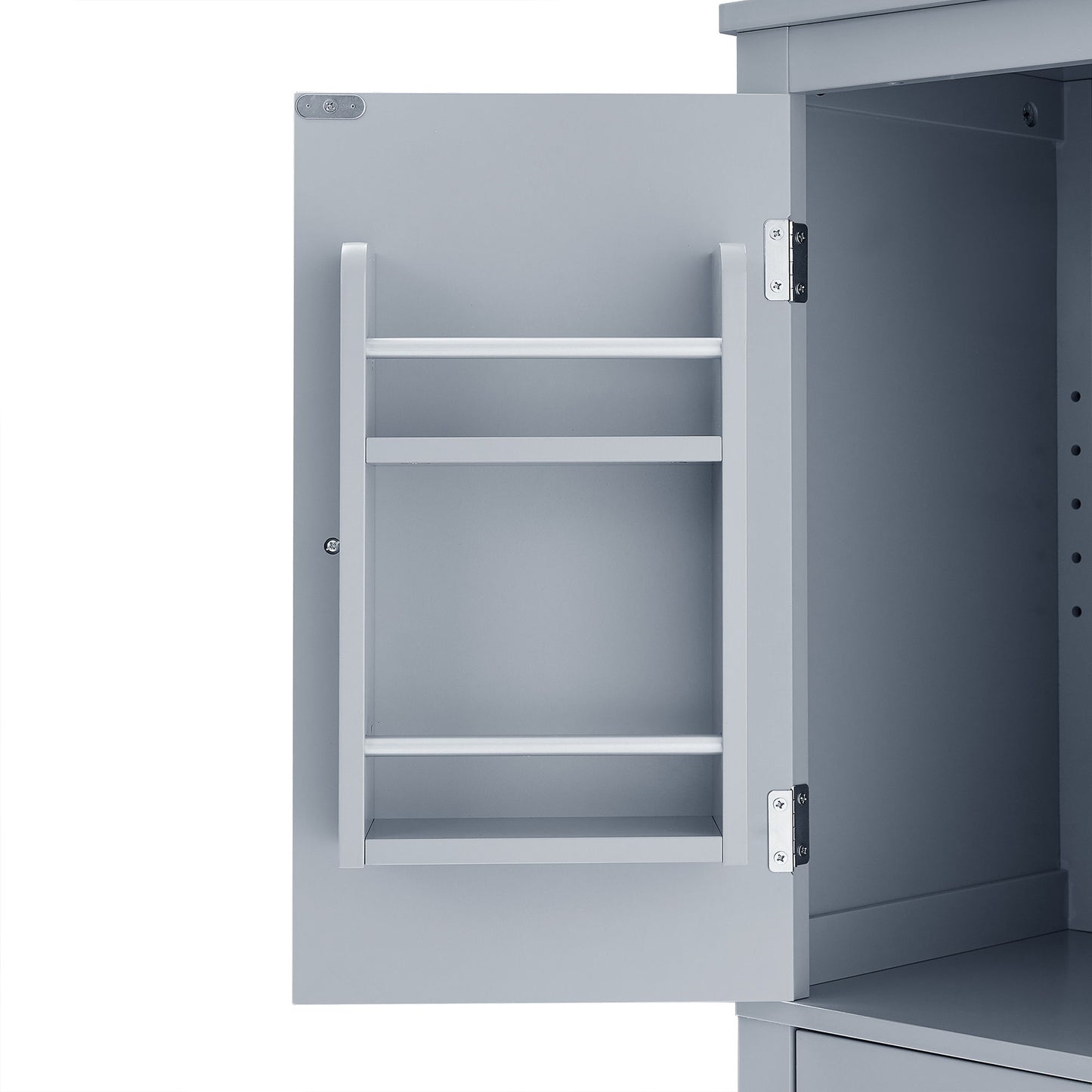 Elegant Bathroom Floor Storage Cabinet With 4 Doors, Adjustable Shelves