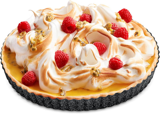 Bakken- Swiss Tart Pan – Quick Release Removable Base, Non-Stick Fluted Edge, Durable Steel - Create Perfect Pies, Fruit Tarts, and Quiches with Ease