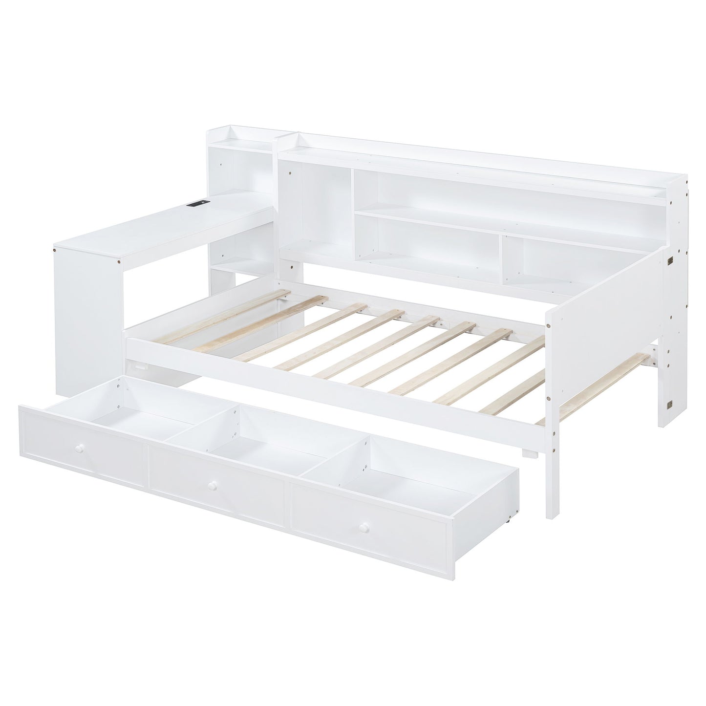 Daybed With 3 Drawers USB Ports And Desk