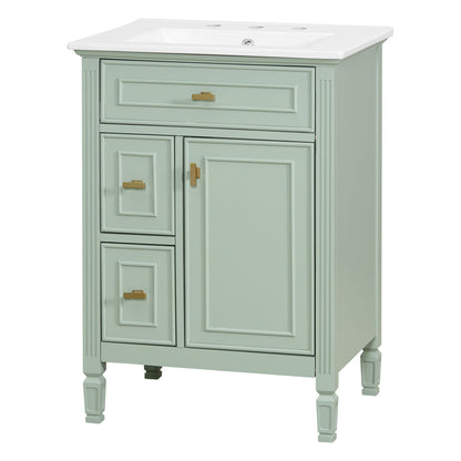 Modern Bathroom Vanity With Sink, Flip Drawer, 2 Drawers, Adjustable Shelf