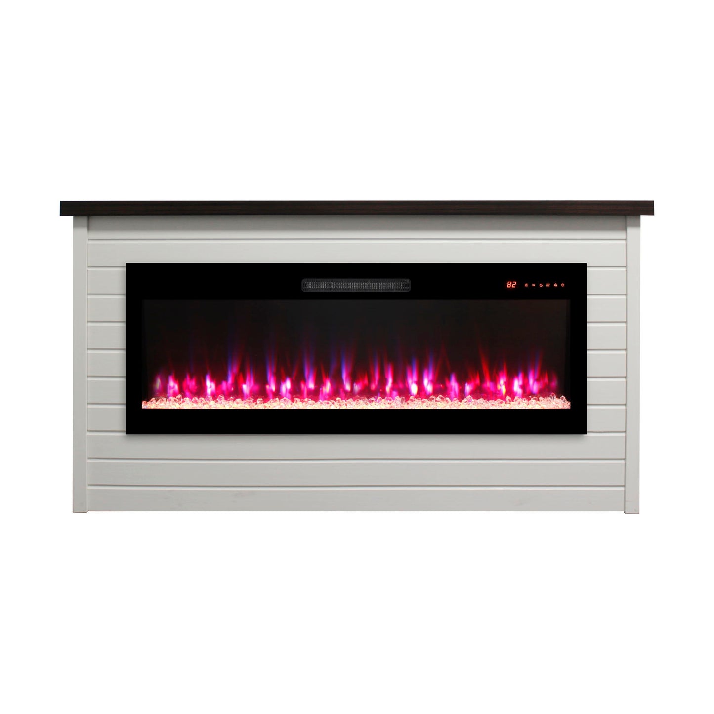 65" Electric Fireplace With Wall Mantel, 50" Fireplace Insert Heater, Remote Control, Timer For Living Room - Antique White