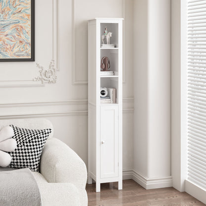 Slim Tall Bathroom Storage Cabinet With Adjustable Shelves, Anti Tip Freestanding Cabinet - White