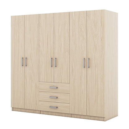 6 Doors Wardrobe Storage For Bedroom, With Big Drawers