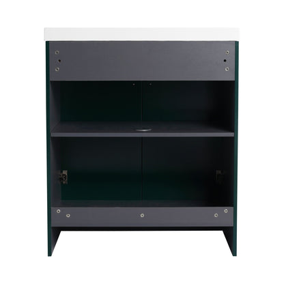 Contemporary Freestanding Bathroom Vanity With Resin Sink & Soft-Close Cabinet Doors