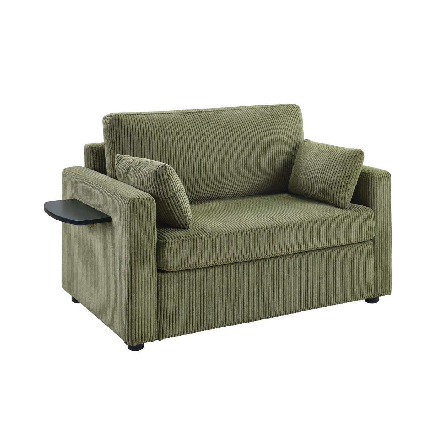 Sleeper Sofa With Foldable Mattress, USB Ports, Side Table & Storage Pocket