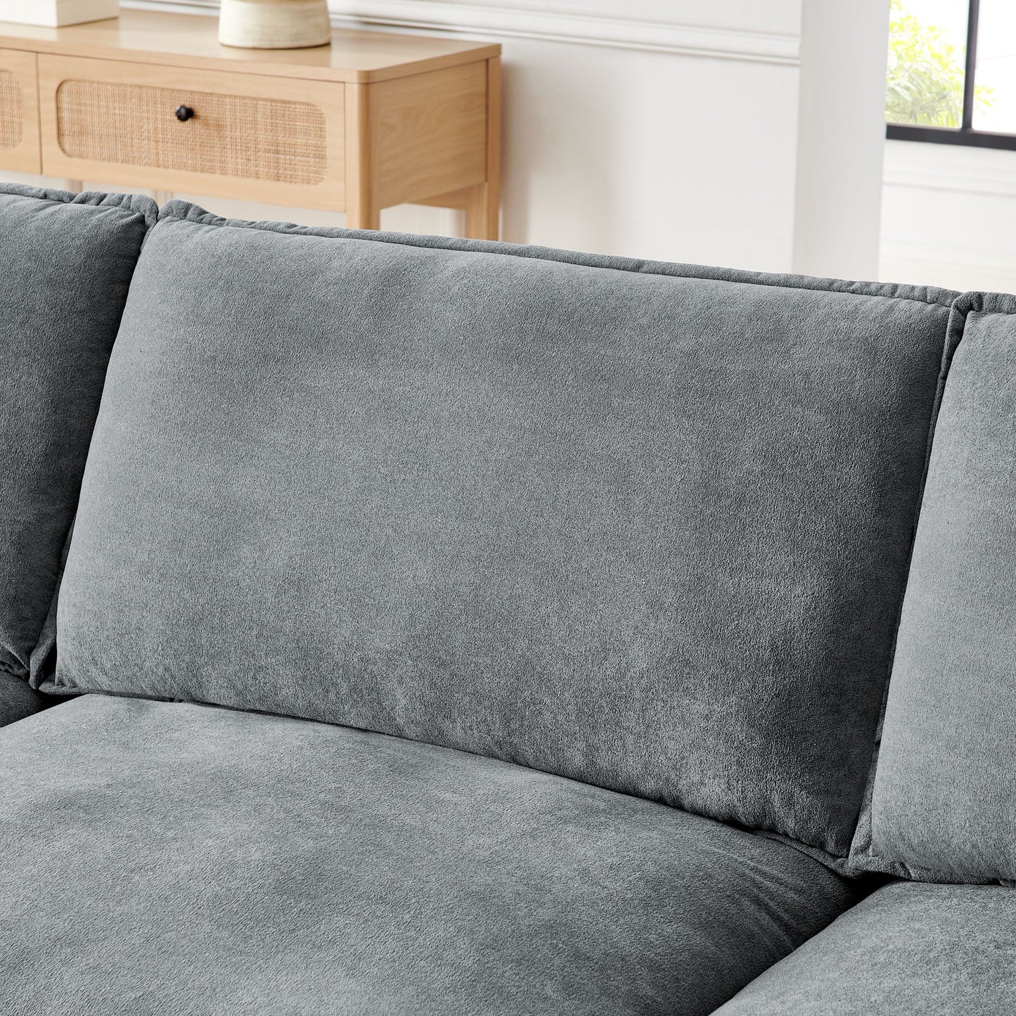 L-Shaped Sectional Sofa With Ottoman, Convertible 4 Seater Couch