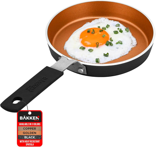 Bakken-Swiss 2-Piece Mini Nonstick Egg Pan & Omelet Pan – Egg Pan [5.5''] with Copper Non-Stick, Skillet – Eco-Friendly –for Eggs Pancakes, for All Stoves - Non Toxic, Dishwasher Safe