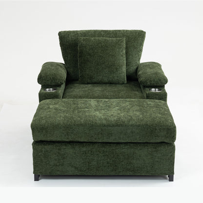 Fabric Sofa Bed With Cupholders And USB Charging Ports Chair For Living Room