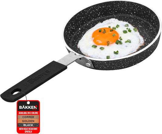 Bakken-Swiss 2-Piece Mini Nonstick Egg Pan & Omelet Pan – Egg Pan [5.5''] with Marble Coating  Non-Stick, Skillet, Eco-Friendly –for Eggs Pancakes, for All Stoves - Non Toxic