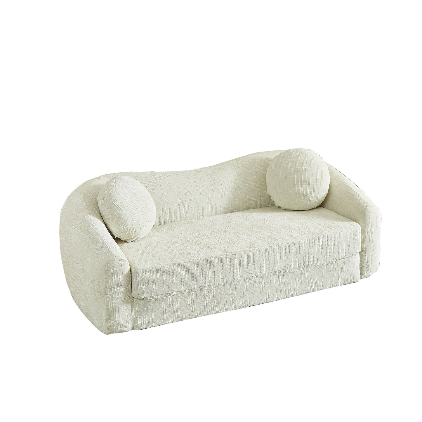 Curved Convertible Sofa, 2 In 1 Frameless Folding Sofa Bed With Pull Out Base And Deep Seat