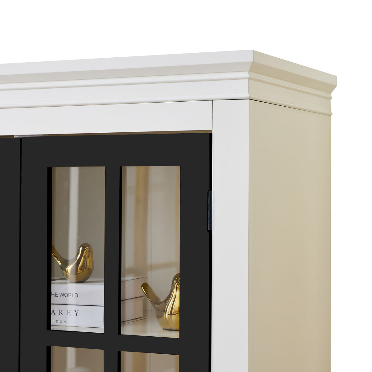 Rustic Style Display Cabinet With Glass Doors For Collectibles