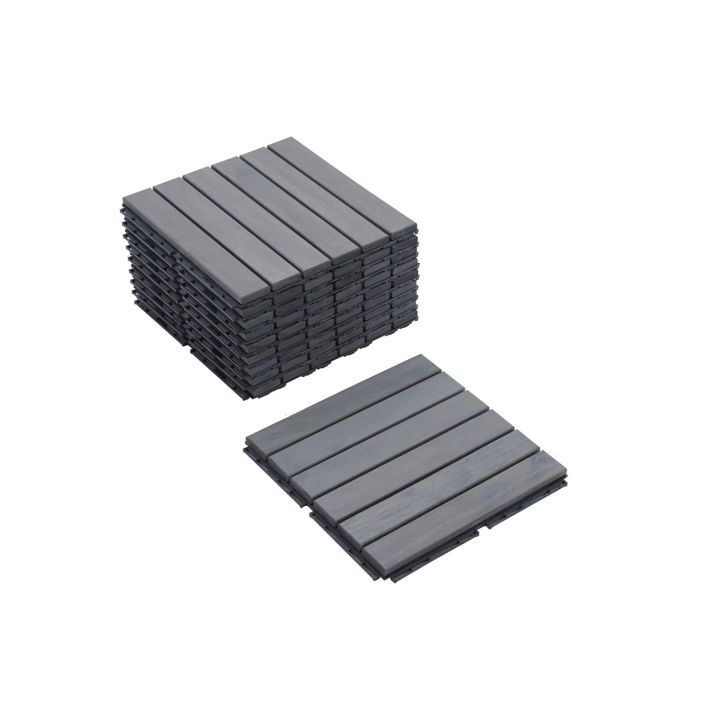Interlocking Deck Tiles Striped Pattern, Waterproof Anti Mildew Brown