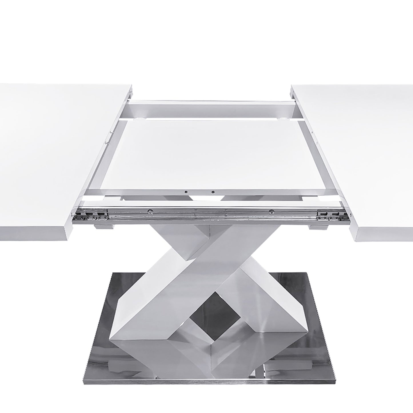 Rectangle Dining Table, Stretchable, X Shape Legs - White