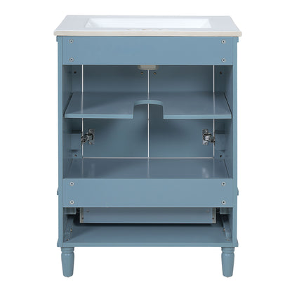 Bathroom Vanity With Ornate French Cylinder Legs, Soft Close Drawer
