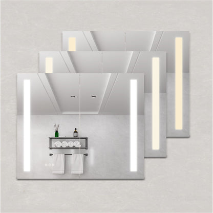 LED Medicine Cabinet With Mirror, Double Door With Defogger, Dimmer, Surface Mount