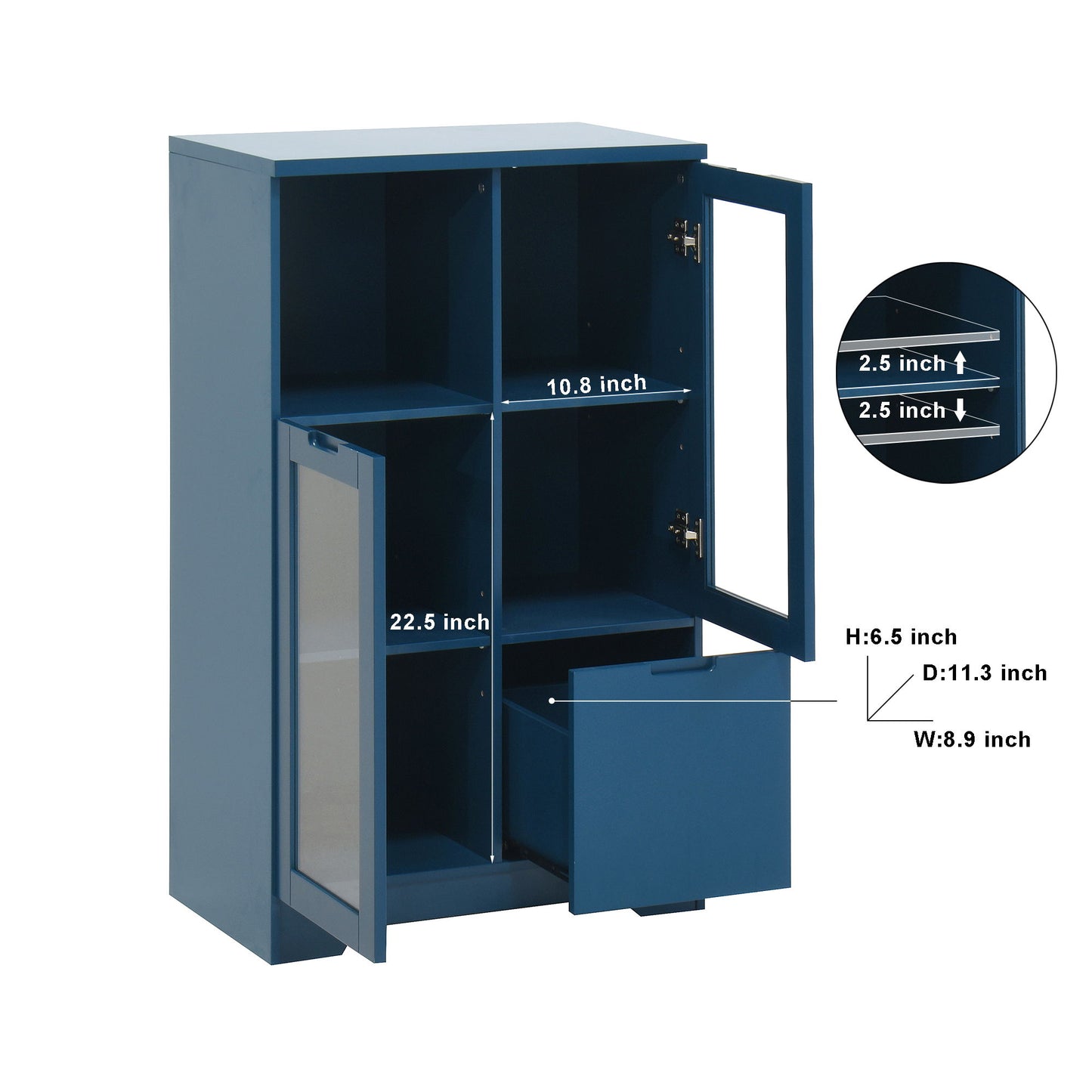 Modern Cabinet With Glass Doors And Drawer