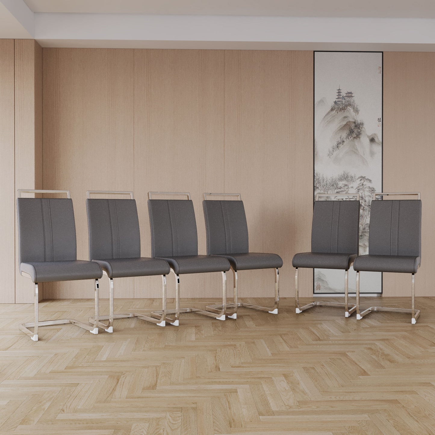 Modern Dining Chairs With Padded Seat, High Back
