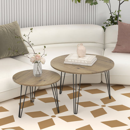 Round Nesting Coffee Table For Living Room (Set of 2)