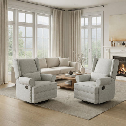 Extra Wide Swivel Recliner Glider Chair With Footrest