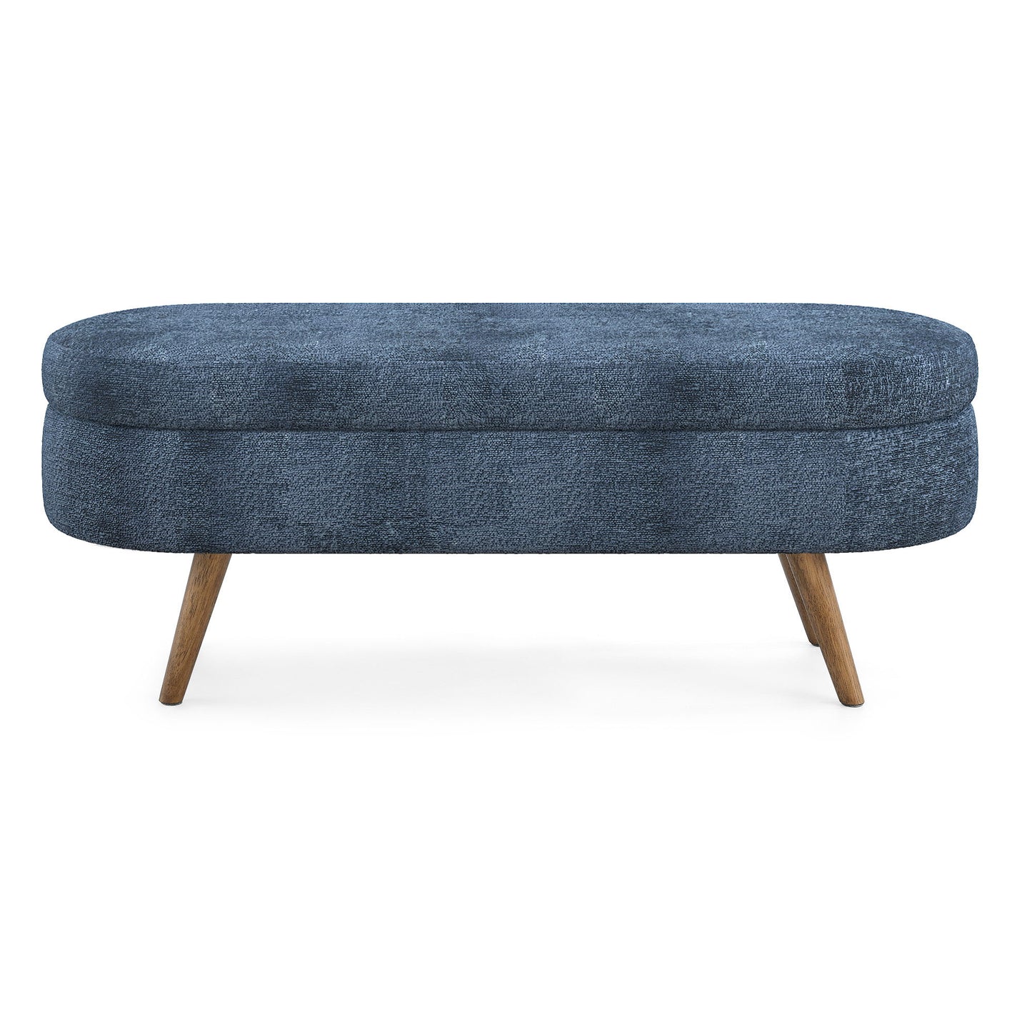 Modern Ottoman Oval Storage Bench With Rubber Wood Legs