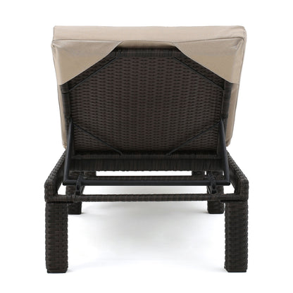 Puerta - Chaise Lounge Frame Cushion Outdoor Wicker Iron - Beige / Dark Brown