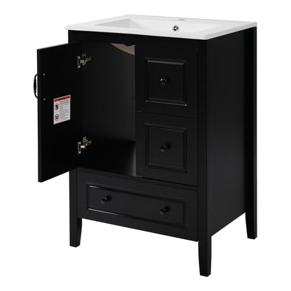 Retro Bathroom Vanity With Sink, Soft Closing Cabinet & Drawers
