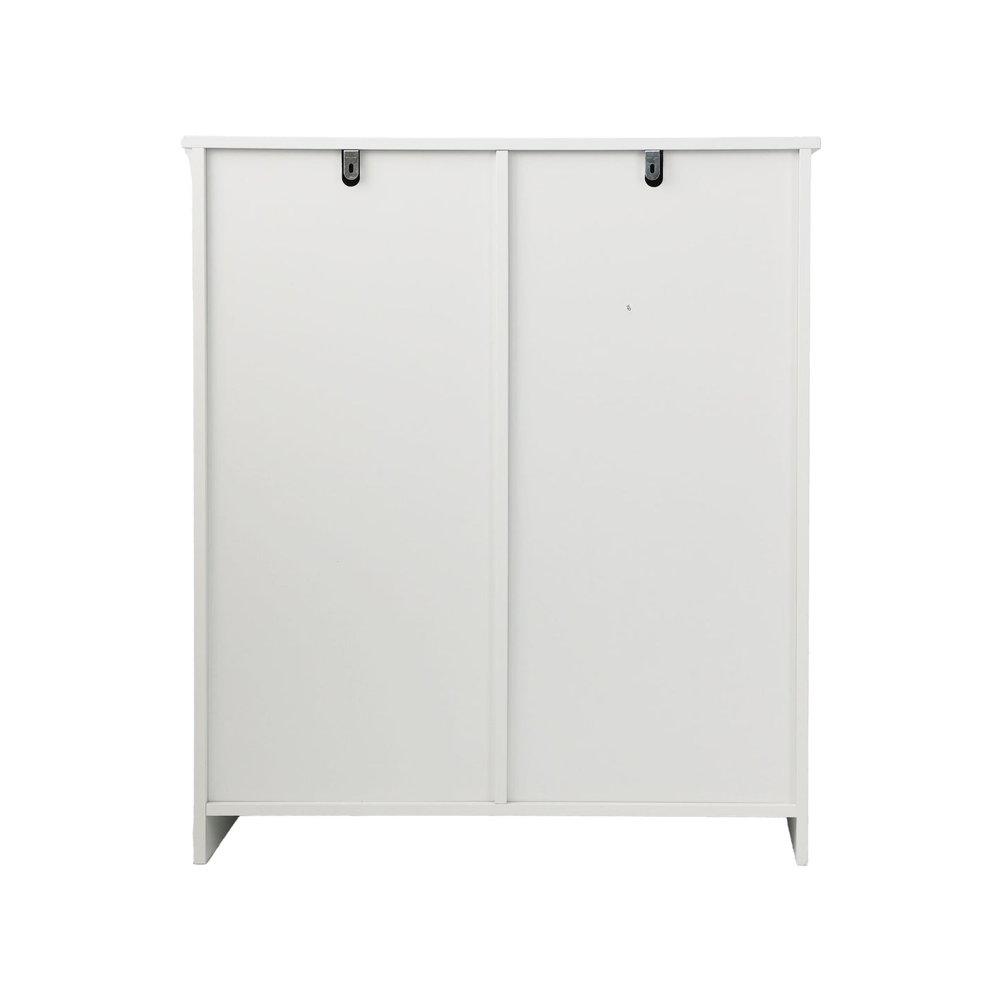 Louvered Flip Top Laundry Cabinet With Dual Fabric Baskets - White