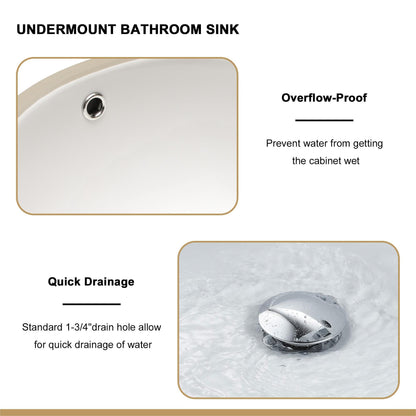 Elegant Ceramic Oval Undermount Bathroom Sink With Overflow