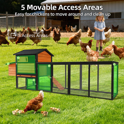 Chicken Coop, Large Outdoor Hen House With Run And Nesting Box Poultry Cage