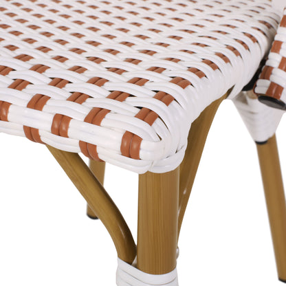 Outdoor Rattan And Aluminum French Bistro Chairs Set