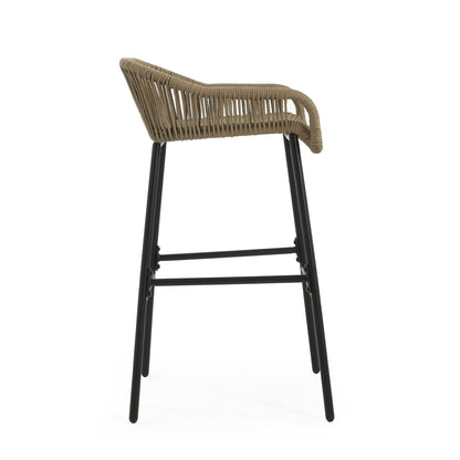 La Push - Outdoor Rope Barstool (Set of 2) - Black / Brown