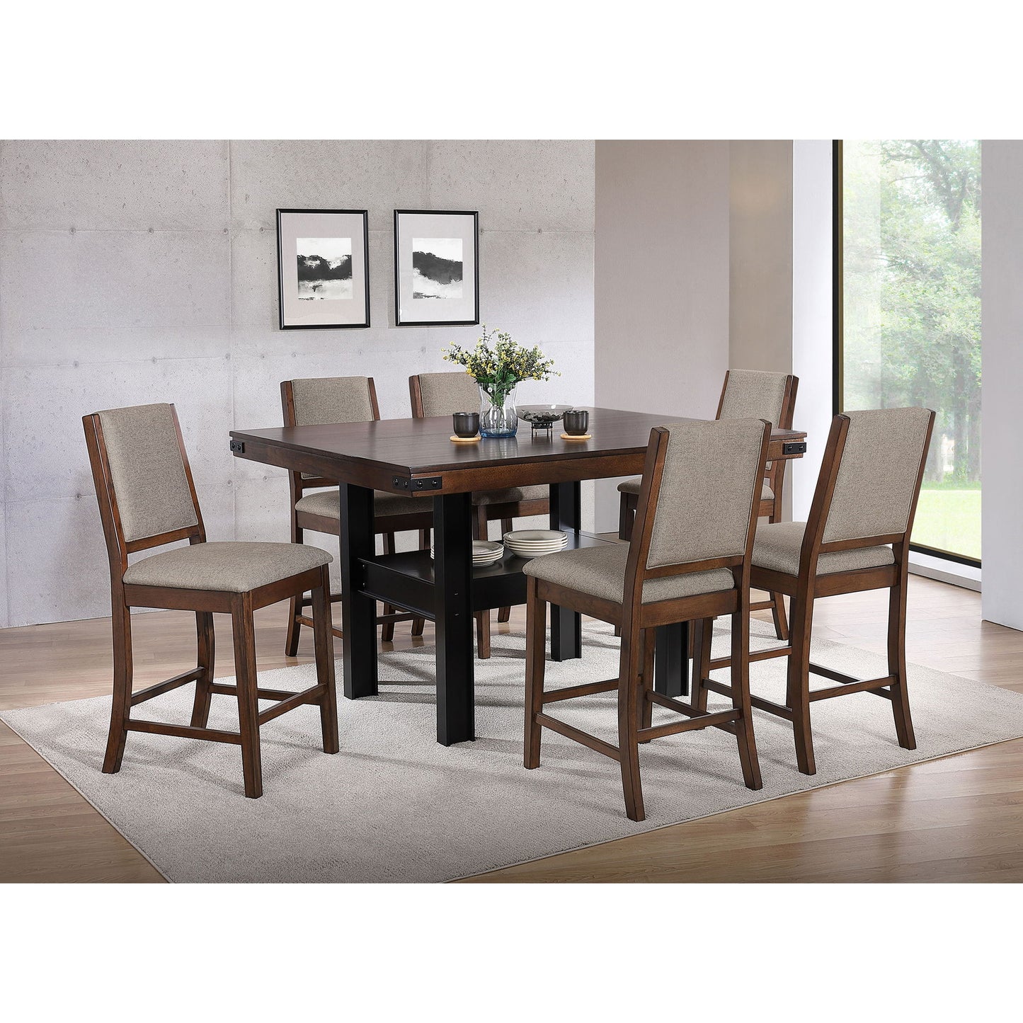Allen - Upholstered Counter Chair (Set of 2) - Oak